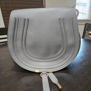 Chloe Medium Saddle Bag, Heather Gray